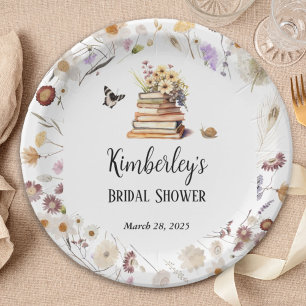 A New Chapter Baby Shower Storybook Wildflower Paper Plate
