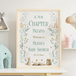 A New Chapter Baby Shower Welcome Poster