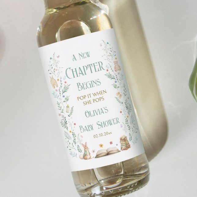 A New Chapter Baby Shower Welcome  Wine Label (Creator Uploaded)