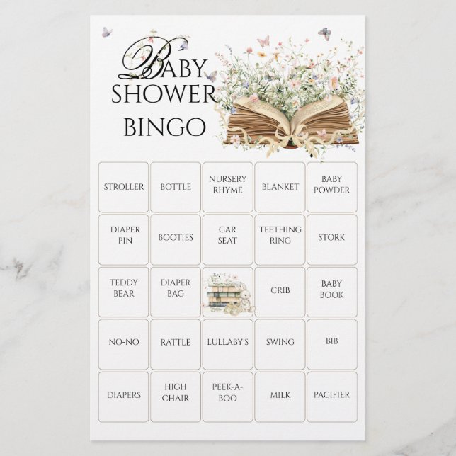 A New Chapter Begin Baby Shower Bingo Game (Front)