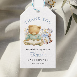 A New Chapter Begin Bear Baby Shower Thank you Gift Tags