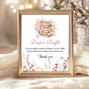 A New Chapter Begin Books Diaper Raffle Sign