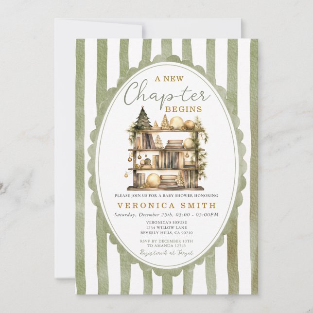 A New Chapter Begin Christmas Book Baby Shower Invitation (Front)