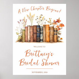 A New Chapter Begins! Autumn Floral Bridal Shower Poster
