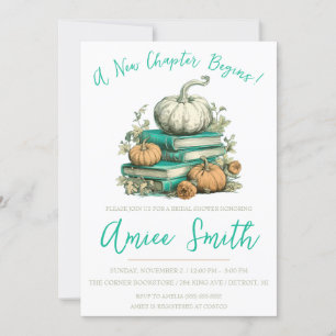 A New Chapter Begins! Autumn Pumpkin Bridal Shower Invitation