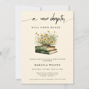 A New Chapter Begins Baby Shower flowers Storybook Invitation