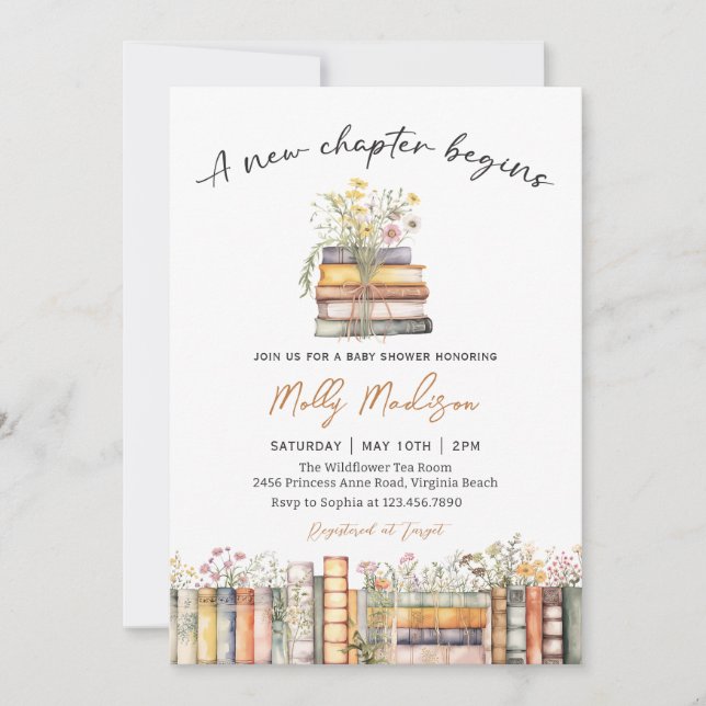 A New Chapter Begins Baby Shower Invitation (Front)