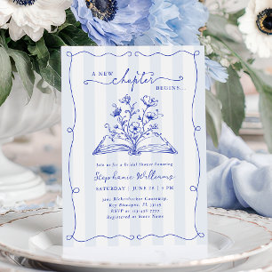 A New Chapter Begins Blue Bridal Shower Invitation