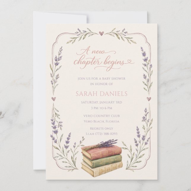 A New Chapter Begins Book Baby Shower  Invitation (Front)