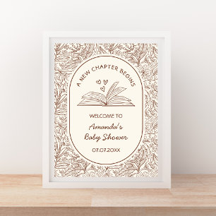 A New Chapter Begins Book Baby Shower Welcome Poster