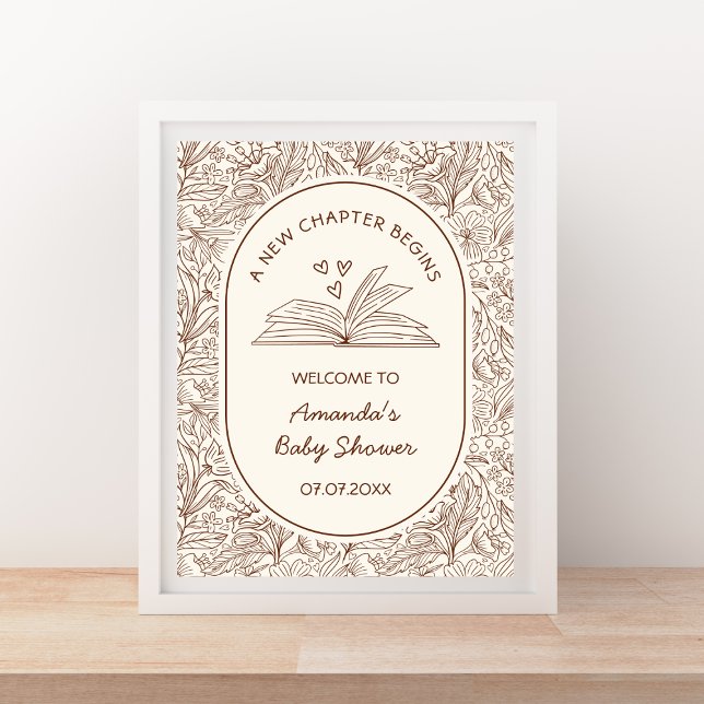 A New Chapter Begins Book Baby Shower Welcome Poster (A New Chapter Begins Book Baby Shower Welcome Poster)
