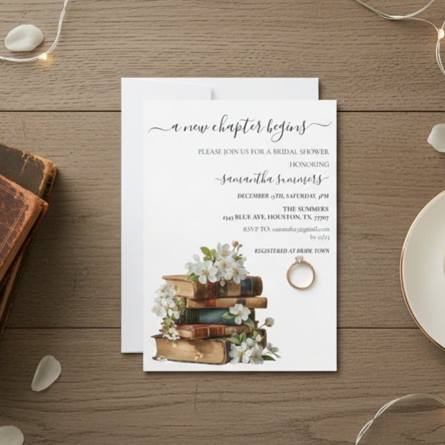 A new Chapter Begins Book Bridal shower Invitation (Creator Uploaded)