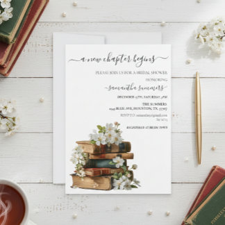 A new Chapter Begins Book Bridal shower Invitation
