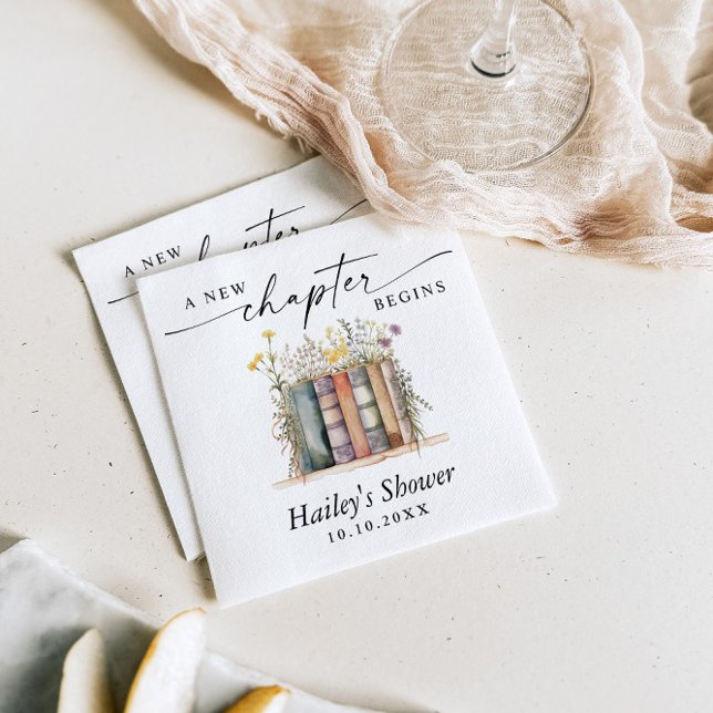 A New Chapter Begins, Book Theme Baby Shower Napkin (Creator Uploaded)