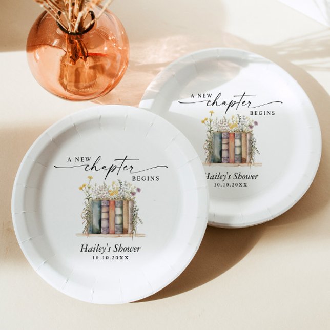 A New Chapter Begins, Book Theme Baby Shower Paper Plate (Creator Uploaded)