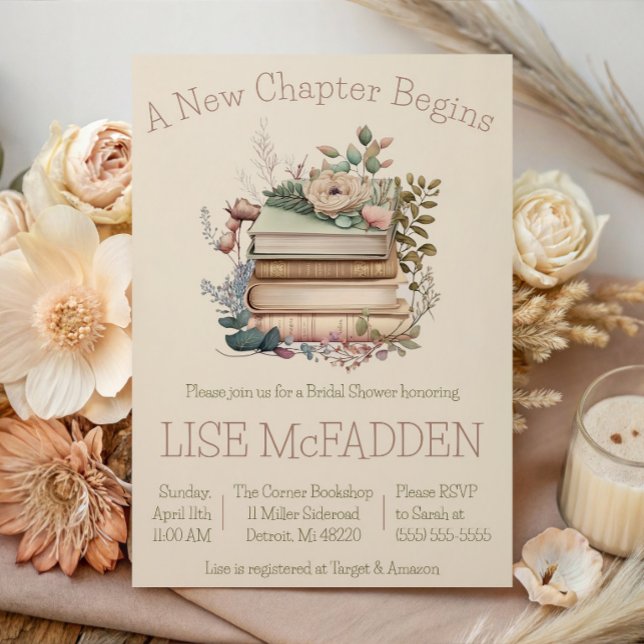 A New Chapter Begins, Book Theme Bridal Shower Invitation (Creator Uploaded)