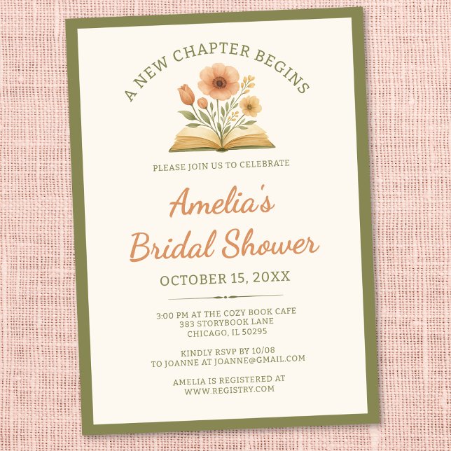 A New Chapter Begins - Book Theme Bridal Shower Invitation (Creator Uploaded)