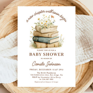 A New Chapter Begins Books Baby Shower Invitation