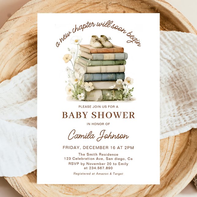 A New Chapter Begins Books Baby Shower Invitation (Creator Uploaded)