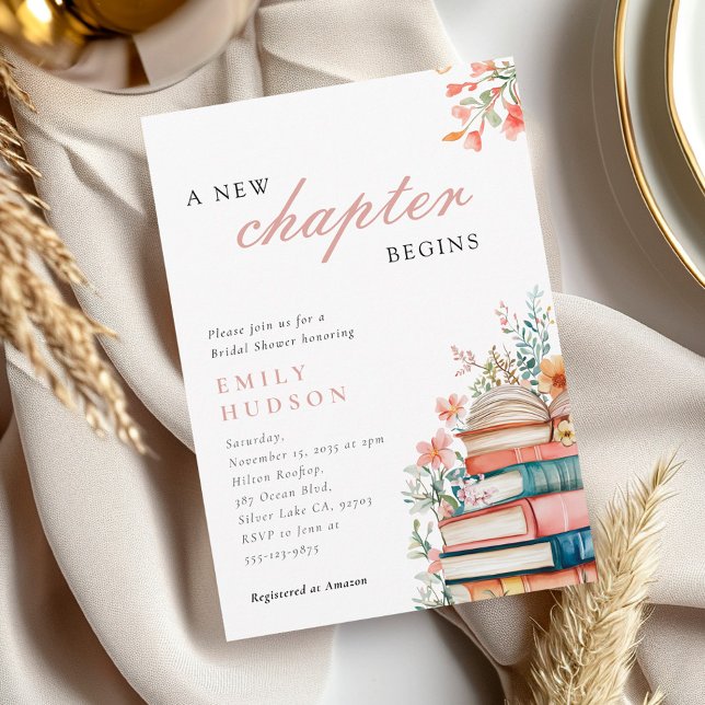 A New Chapter Begins Books Bridal Shower Invitation (Creator Uploaded)