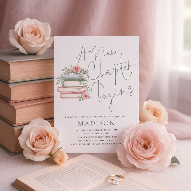 A New Chapter Begins Books Bridal Shower Invitation (Creator Uploaded)