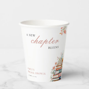 A New Chapter Begins Books Bridal Shower Paper Cups