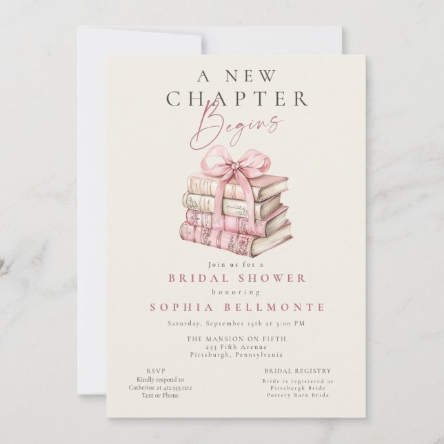 A New Chapter Begins Bow Baby Shower  Invitation (Front)