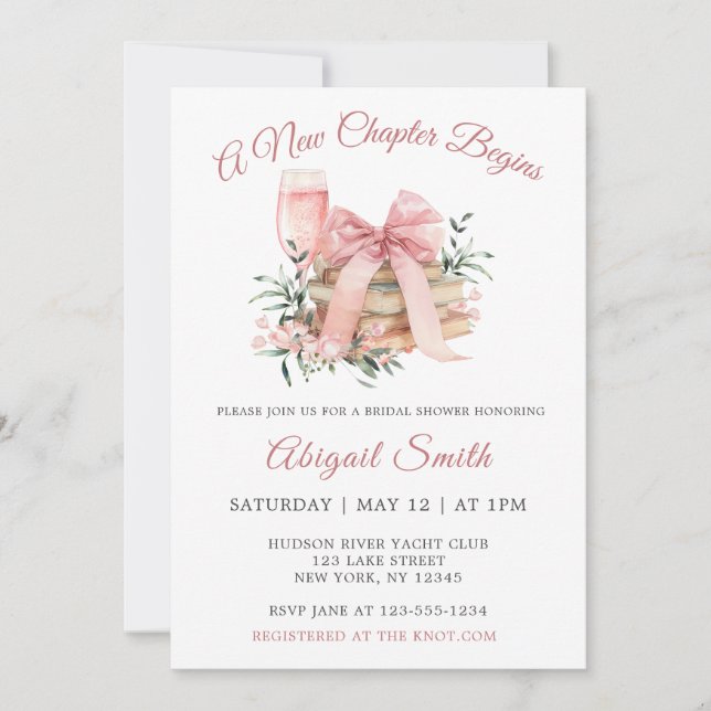 A NEW CHAPTER BEGINS BRIDAL SHOWER Invitation (Front)