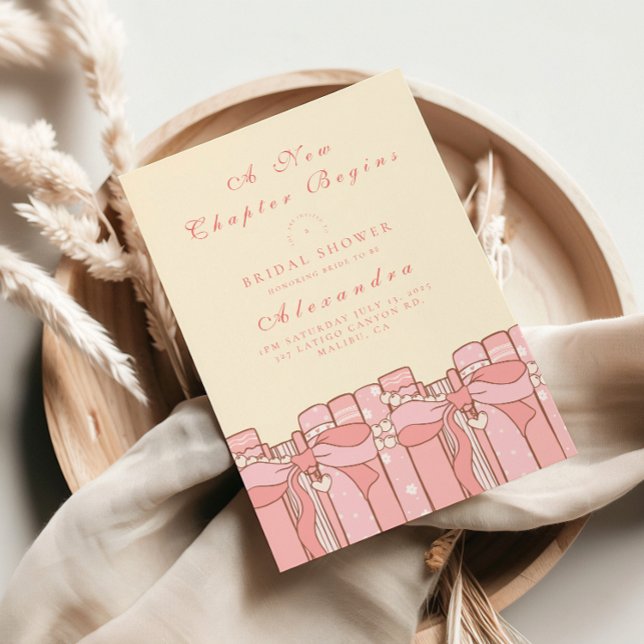 A new chapter begins coquette bow bridal shower invitation (Creator Uploaded)