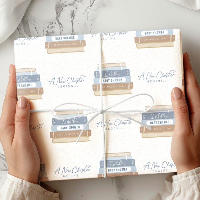 A New Chapter Begins Custom Storybook Baby Shower Wrapping Paper (Creator Uploaded)