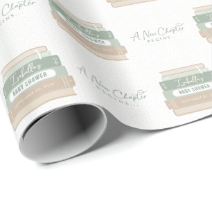 A New Chapter Begins Custom Storybook Baby Shower Wrapping Paper