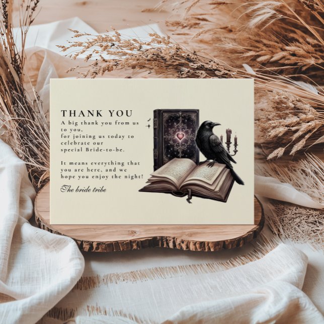 A new chapter begins dark raven bridal shower thank you card (Creator Uploaded)