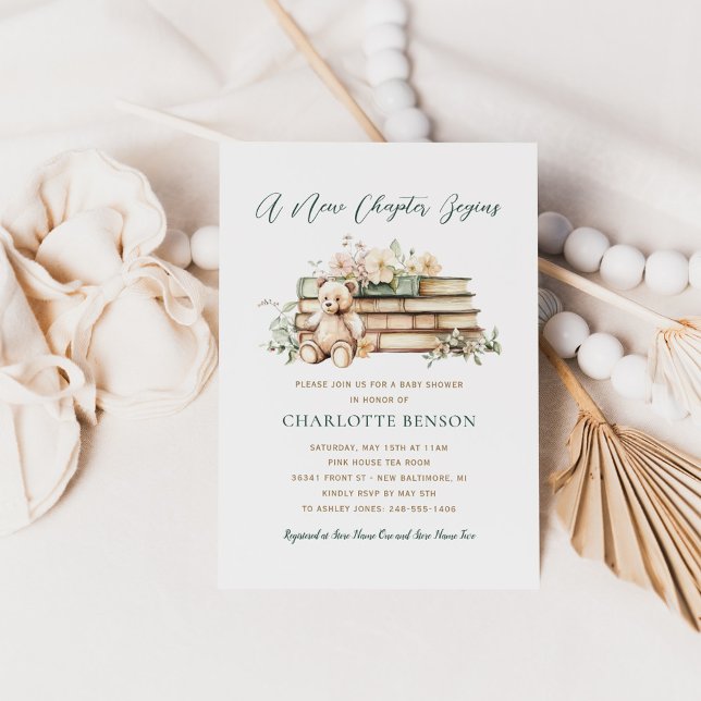 A New Chapter Begins Floral Book Baby Shower Invitation (Creator Uploaded)
