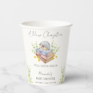 A New Chapter Begins Floral Hedgehog Baby Shower  Paper Cups