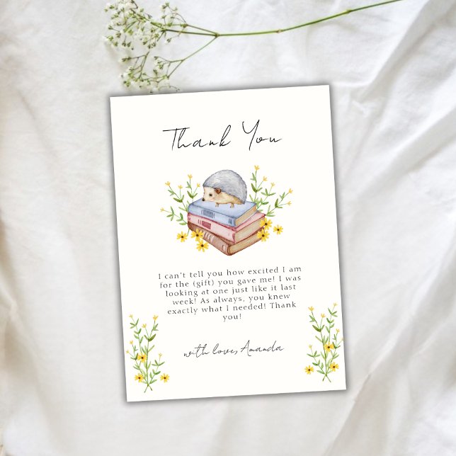 A New Chapter Begins Floral Hedgehog Baby Shower  Thank You Card (A New Chapter Begins Floral Hedgehog Baby Shower Thank You Card)