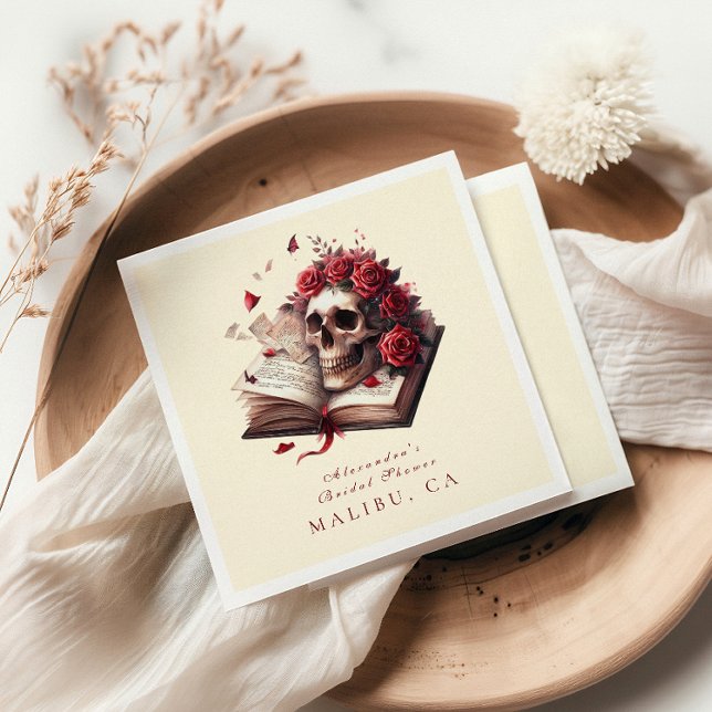 A new chapter begins gothic bridal shower napkin (Creator Uploaded)