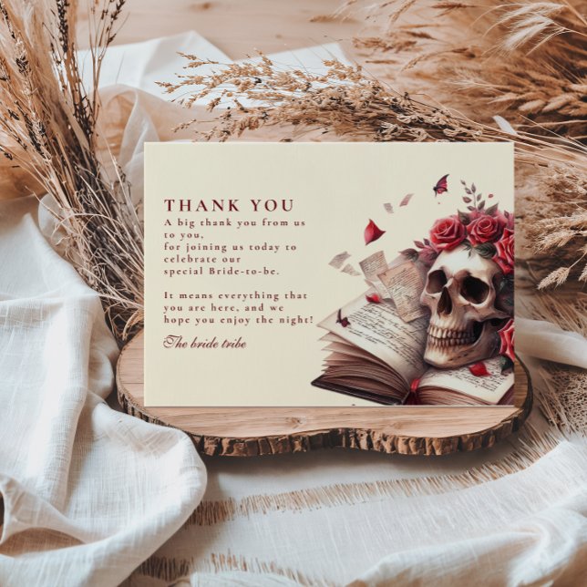 A new chapter begins gothic bridal shower thank you card (Creator Uploaded)