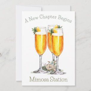 A New Chapter Begins Mimosa Sign Invitation