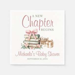 A New Chapter Begins Pink Bow Baby Shower Napkin