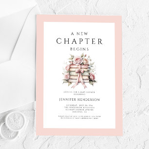 A New Chapter Begins Pink Bow Books Baby Shower Acrylic Invitations