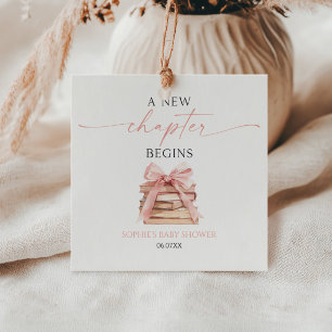 A New Chapter Begins Pink Bow Books Baby Shower Favour Tags