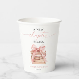 A New Chapter Begins Pink Bow Books Baby Shower Paper Cups