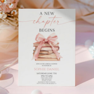 A New Chapter Begins Pink Bow Books Bridal Shower Invitation