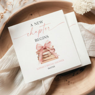 A New Chapter Begins Pink Bow Books Bridal Shower Napkin