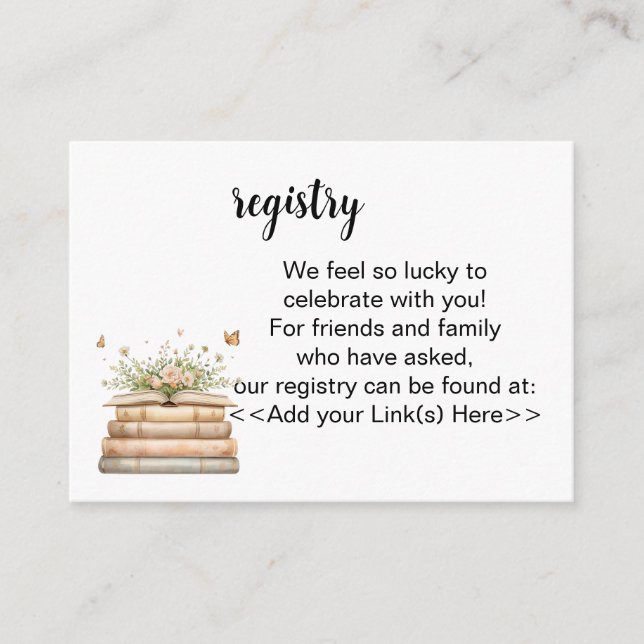 A New Chapter Begins Registry Invitation Insert (Front)