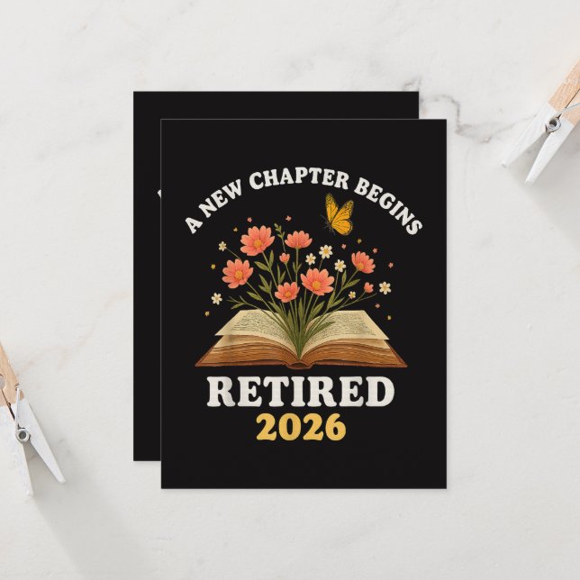 A New Chapter Begins Retired 2026 Invitation (Front/Back In Situ)