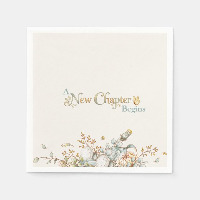 A New Chapter Begins Rustic Book Theme Baby Shower Napkin (Front)