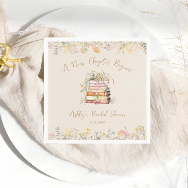 A New Chapter Begins Rustic Bridal Shower Napkin (Creator Uploaded)