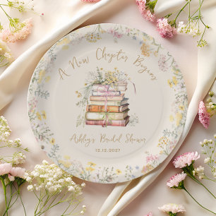 A New Chapter Begins Rustic Bridal Shower Paper Plate