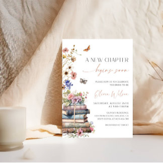 "A New Chapter Begins Soon" Bridal Shower Party Invitation